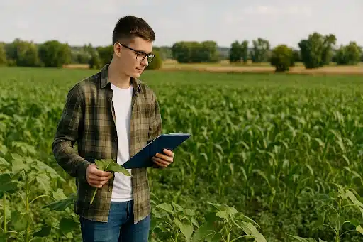 jeune homme en chemise a carreaux consultant un document dan